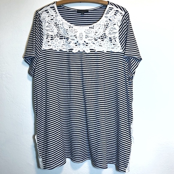 Lane Bryant Tops - Lane Bryant Striped Lace Detailed Top 22/24